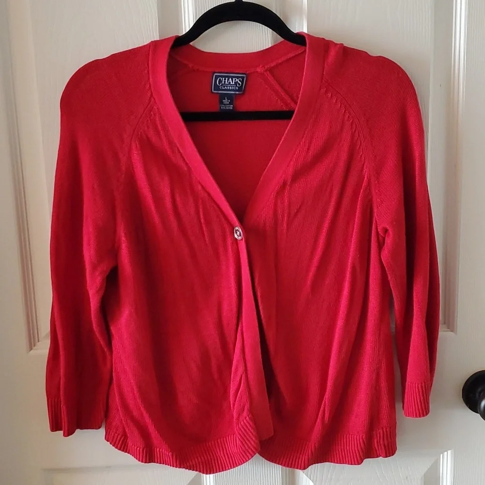 Chaps by Ralph Lauren women's one-button front closure cardigan. Size large. - Picture 1 of 6
